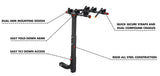 3 Bike Rack Bicycle Car Rear Carrier 2 Steel Foldable Steel Hitch Mount Towbar
