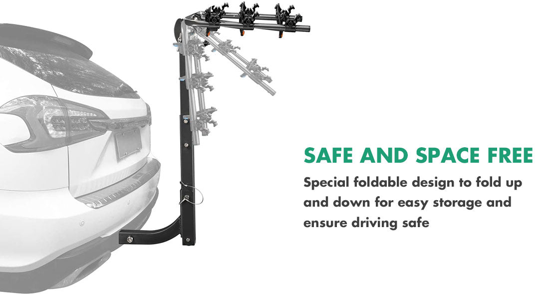 3 Bike Rack Bicycle Car Rear Carrier 2 Steel Foldable Steel Hitch Mount Towbar