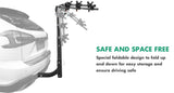 3 Bike Rack Bicycle Car Rear Carrier 2 Steel Foldable Steel Hitch Mount Towbar - Rear View