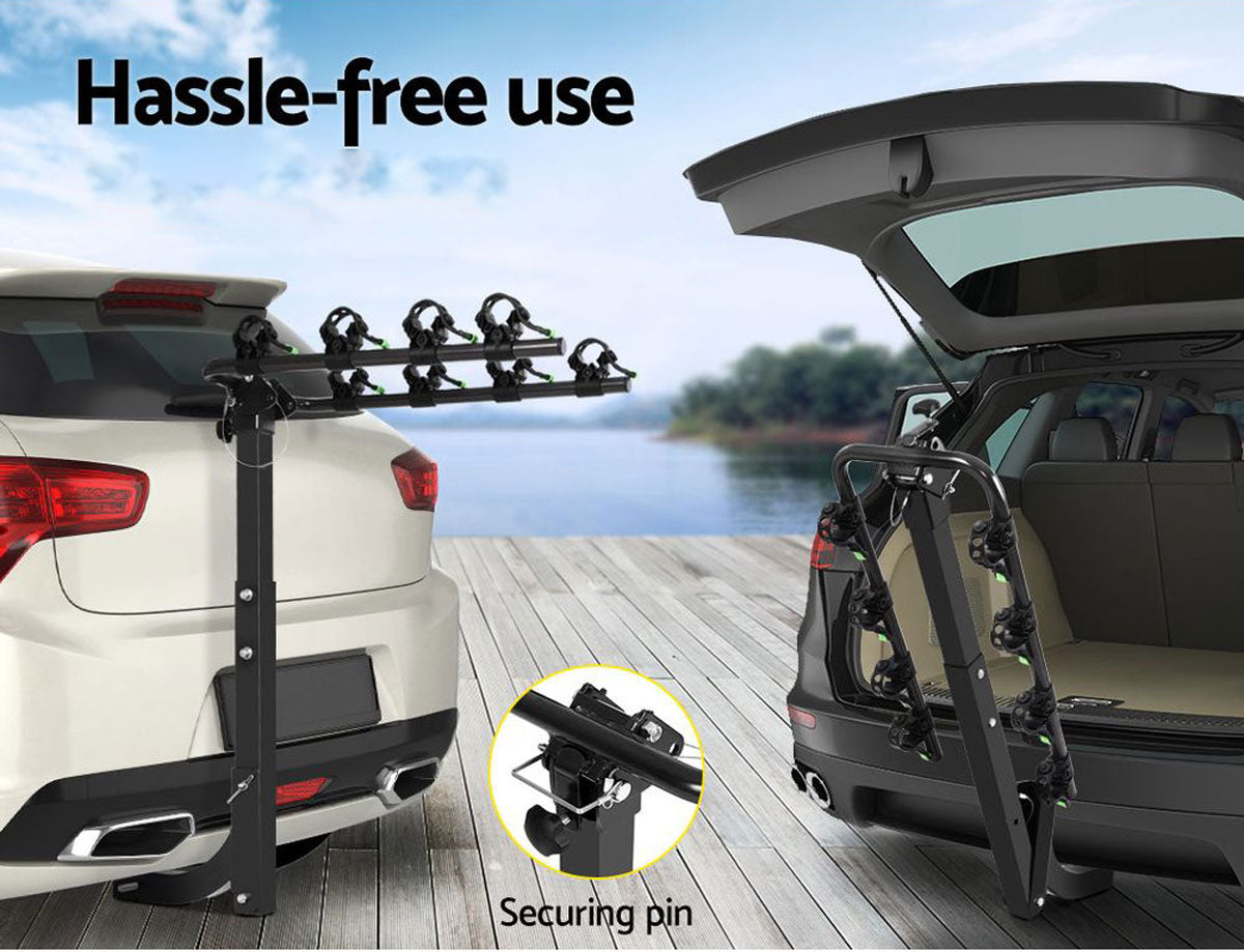 3 Bike Rack Bicycle Car Rear Carrier 2 Steel Foldable Steel Hitch Mount Towbar