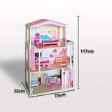 Large Wooden Dolls Doll House 3 Level Kids Pretend Play Toys Full Furniture - Extra Image