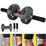 Exercise Wheel Double AB Roller Abs Abdominal Workout Fitness Gym with Knee Pad - Side View