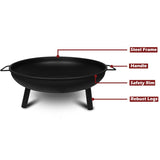 Portable Outdoor Fire Pit Fireplace Open Patio Heater Garden Plant Bowl Steel - 45-Degree Angle