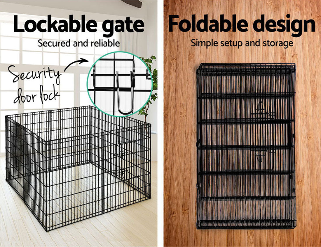 24 8 Panel Pet Dog Playpen Puppy Exercise Cage Enclosure Fence Play Pen