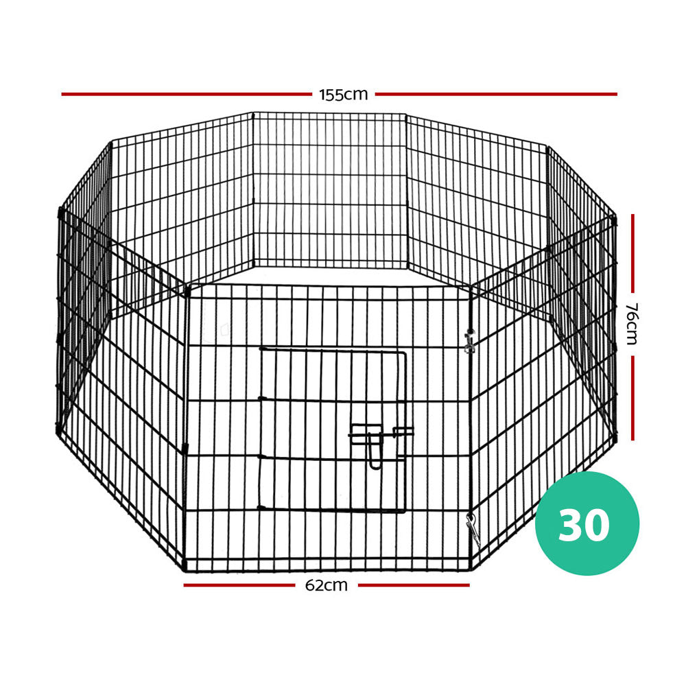 30 8 Panel Pet Dog Playpen Puppy Exercise Cage Enclosure Fence Play Pen