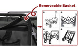 Foldable Collapsible Wagon Cart Garden Beach Outdoor Shopping Trolley Camping Brake - Black - Low Angle