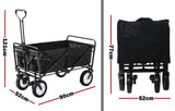 Foldable Collapsible Wagon Cart Garden Beach Outdoor Shopping Trolley Camping Brake - Black - Extra Image
