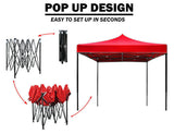 3x3m Pop Up Gazebo Outdoor Tent Folding Marquee Party Camping Market Canopy - red