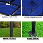 3x3m blue pop up gazebo marquee with side wall and steel frame, 3-side wall