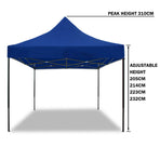 3x3m blue pop up gazebo marquee with side wall and steel frame, image 6