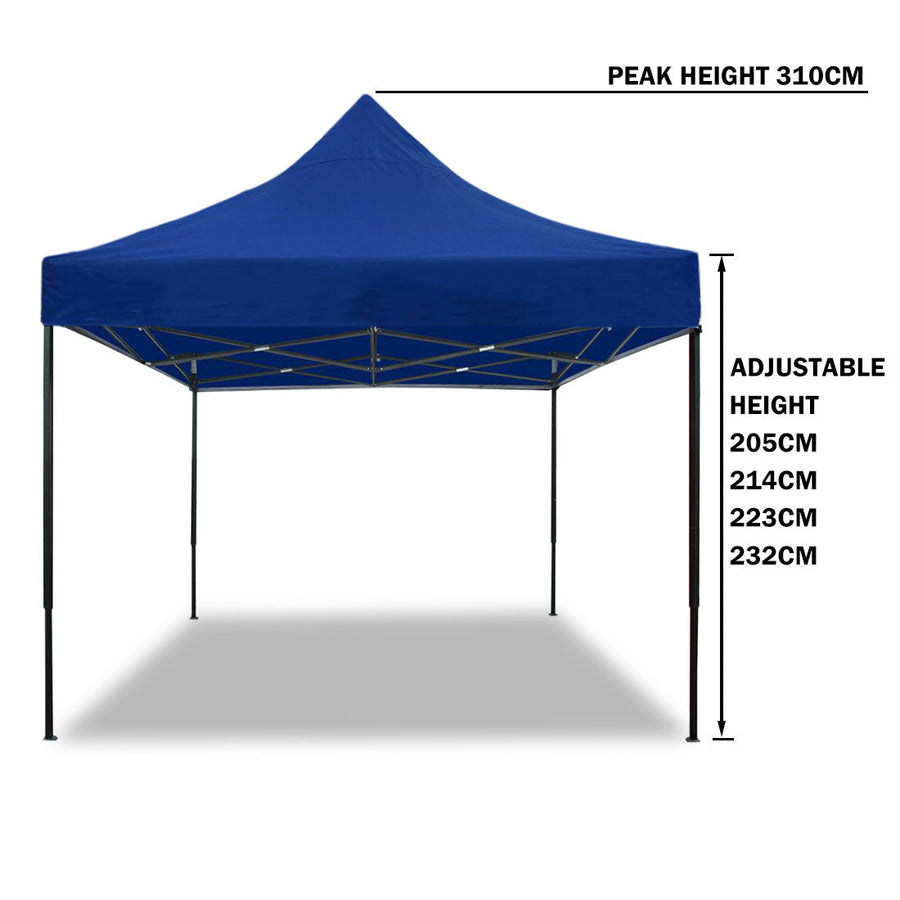 3x3m blue pop up gazebo marquee with side wall and steel frame, image 6