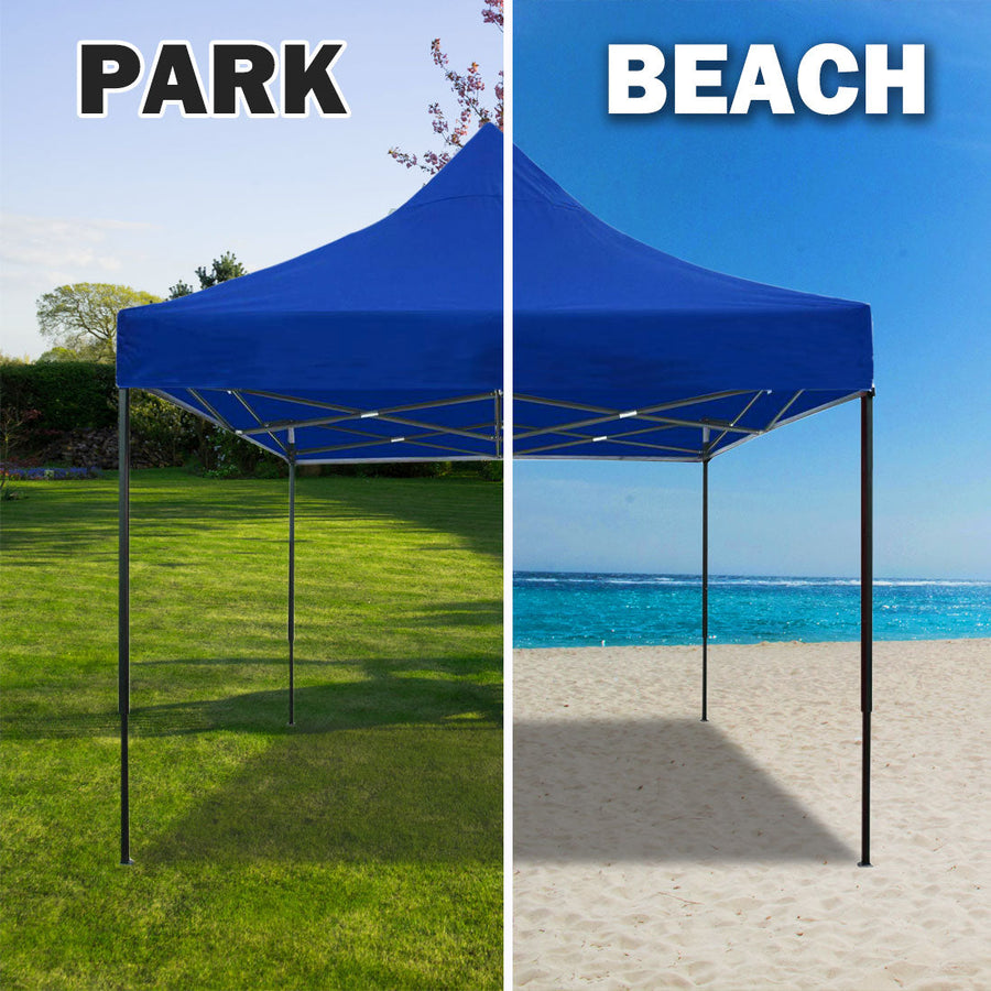 3x3m blue pop up gazebo marquee with side wall and steel frame, image 7