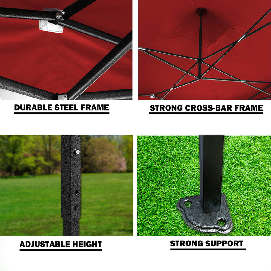 3x3m pop up folding gazebo marquee with side wall, red, image 7