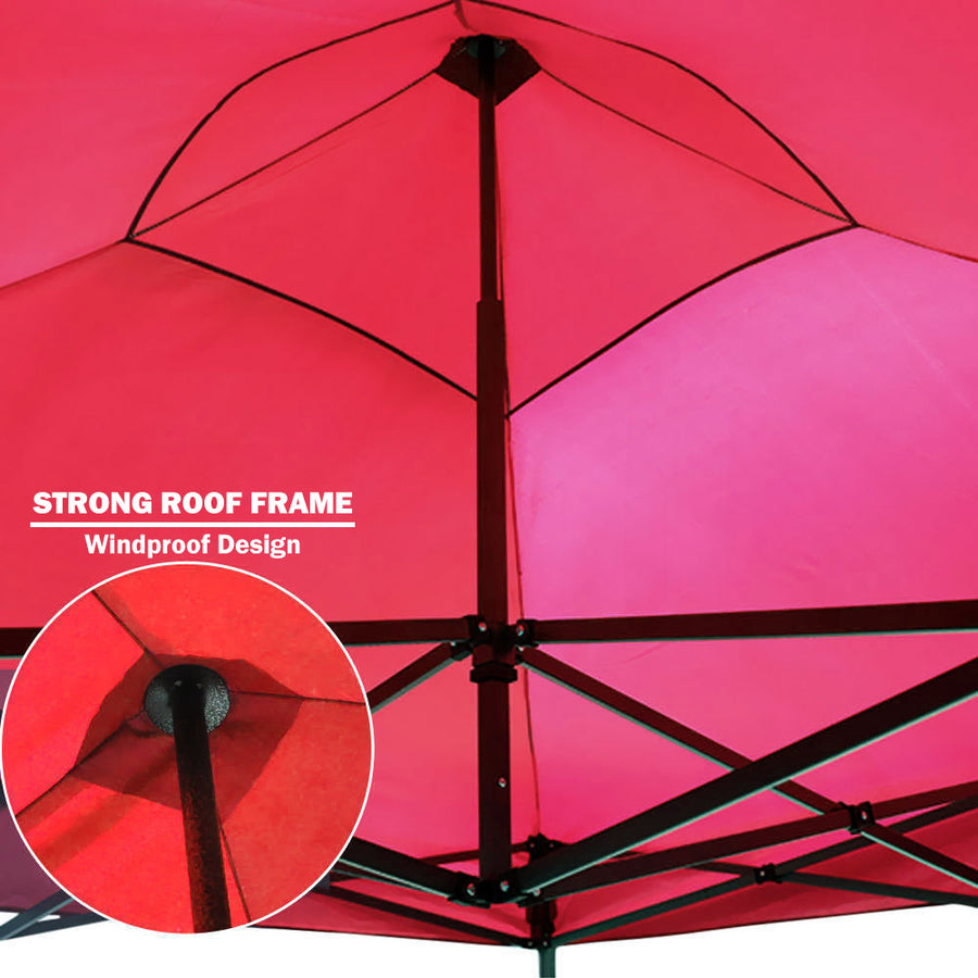3x3m pop up folding gazebo marquee with side wall, red, image 8