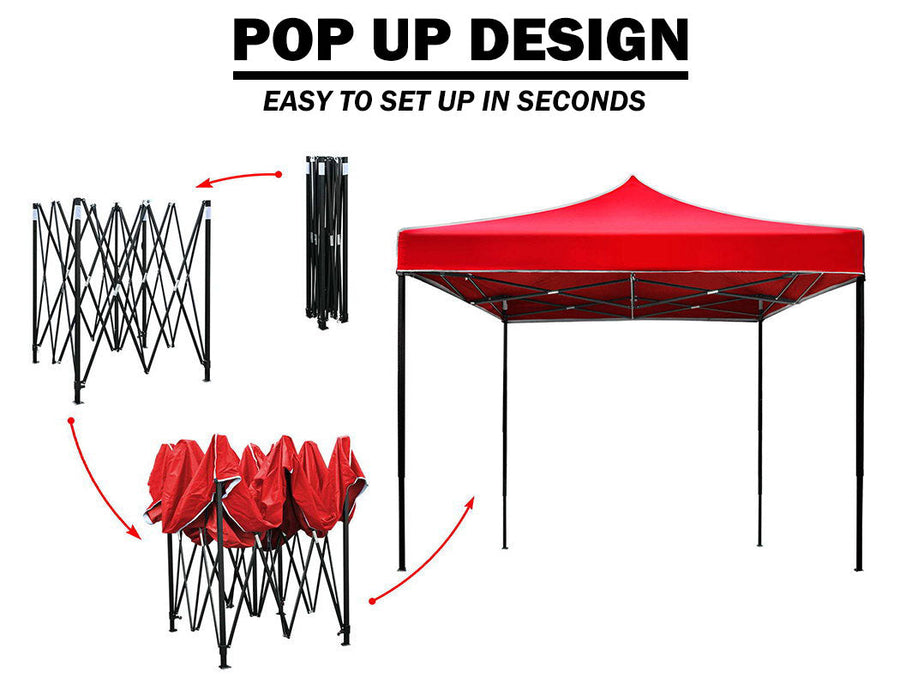3x3m pop up folding gazebo marquee with side wall, red, image 10