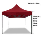 3x3m Pop Up Gazebo Outdoor Tent Folding Marquee Party Camping Market Canopy w/ Side Wall - red - Extra Image