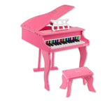 Kids Wooden Pretend Musical Toy Baby Children Grand Toy Mini 30 Keys Piano Pink - Front View