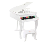 Kids Wooden Pretend Musical Toy Baby Children Grand Toy Mini 30 Keys Piano White - Front View