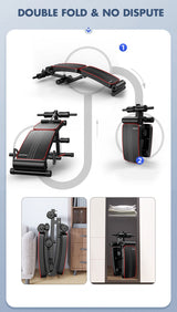 Foldable Weight Sit Up Bench Press Adjustable Home Gym Abdominal Exercise Fitness - Close-Up Angle
