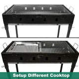 Large Portable Charcoal Outdoor BBQ Barbecue Grill Set - Front View
