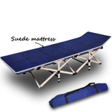 Camping Portable Stretcher Single Foldable Folding Bed Mattress Recliner Mat - navy - Front View