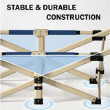 Camping Portable Stretcher Single Foldable Folding Bed Mattress Recliner Mat - navy - Side View