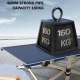 Camping Portable Stretcher Single Foldable Folding Bed Mattress Recliner Mat - navy - Top-Down View