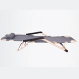 Reclining Sun Beach Deck Lounge Chair Outdoor Folding Camping Fishing Arm Rest - grey - Low Angle