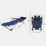 Reclining Sun Beach Deck Lounge Chair Outdoor Folding Camping Fishing Arm Rest - navy - Low Angle