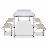 Portable Folding Picnic Camping Set BBQ Party Aluminium Table 4 Foldable Chairs