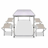 Portable Folding Picnic Camping Set BBQ Party Aluminium Table 4 Foldable Chairs - Rear View