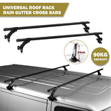 120cm Universal Rain Gutter Car Roof Rack Cross Bars Black Adjustable Brackets Large - Top-Down View