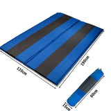 Double Self Inflating Mattress Sleeping Mat Air Bed Camping Hiking Joinable - blue - Rear View