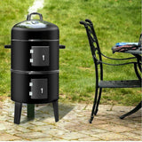 NEW 3in1 Portable Charcoal Vertical Smoker BBQ Roaster Grill Steel Water Steamer - Side View
