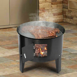 NEW 3in1 Portable Charcoal Vertical Smoker BBQ Roaster Grill Steel Water Steamer - Rear View