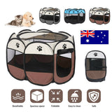 8 Panel Pet Dog Cat Crate Play Pen Bags Kennel Portable Tent Playpen Puppy Cage Large Brown - Extra Image