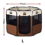 8 Panel Pet Dog Cat Crate Play Pen Bags Kennel Portable Tent Playpen Puppy Cage Large Brown - Extra Image