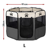 8 Panel Pet Dog Cat Crate Play Pen Bags Kennel Portable Tent Playpen Puppy Cage Large Grey - Extra Image