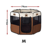 8 Panel Pet Dog Cat Crate Play Pen Bags Kennel Portable Tent Playpen Puppy Cage Medium Brown - Extra Image