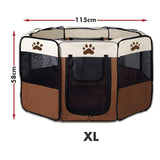 8 Panel Pet Dog Cat Crate Play Pen Bags Kennel Portable Tent Playpen Puppy Cage Extra Large Brown - Extra Image