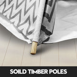 Giant Cotton Canvas Kids Teepee Wigwam Children Pretend Play Tent Indoor Outdoor Party - black - Side View