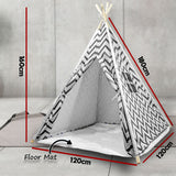 Giant Cotton Canvas Kids Teepee Wigwam Children Pretend Play Tent Indoor Outdoor Party - black - Extra Image