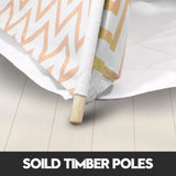 Giant Cotton Canvas Kids Teepee Wigwam Children Pretend Play Tent Indoor Outdoor Party - orange - Side View