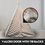 Giant Cotton Canvas Kids Teepee Wigwam Children Pretend Play Tent Indoor Outdoor Party - orange - Close-Up Angle