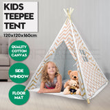 Giant Cotton Canvas Kids Teepee Wigwam Children Pretend Play Tent Indoor Outdoor Party - orange - Extra Image