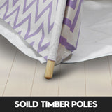 Giant Cotton Canvas Kids Teepee Wigwam Children Pretend Play Tent Indoor Outdoor Party - purple - Side View