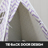 Giant Cotton Canvas Kids Teepee Wigwam Children Pretend Play Tent Indoor Outdoor Party - purple - Rear View