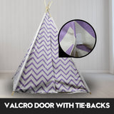 Giant Cotton Canvas Kids Teepee Wigwam Children Pretend Play Tent Indoor Outdoor Party - purple - Close-Up Angle