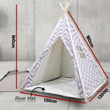 Giant Cotton Canvas Kids Teepee Wigwam Children Pretend Play Tent Indoor Outdoor Party - purple - Extra Image