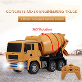 Huina 1/18 RC Engineering Construction Concrete Cement Mixer Truck Remote Control Toy Kids Gift - 45-Degree Angle